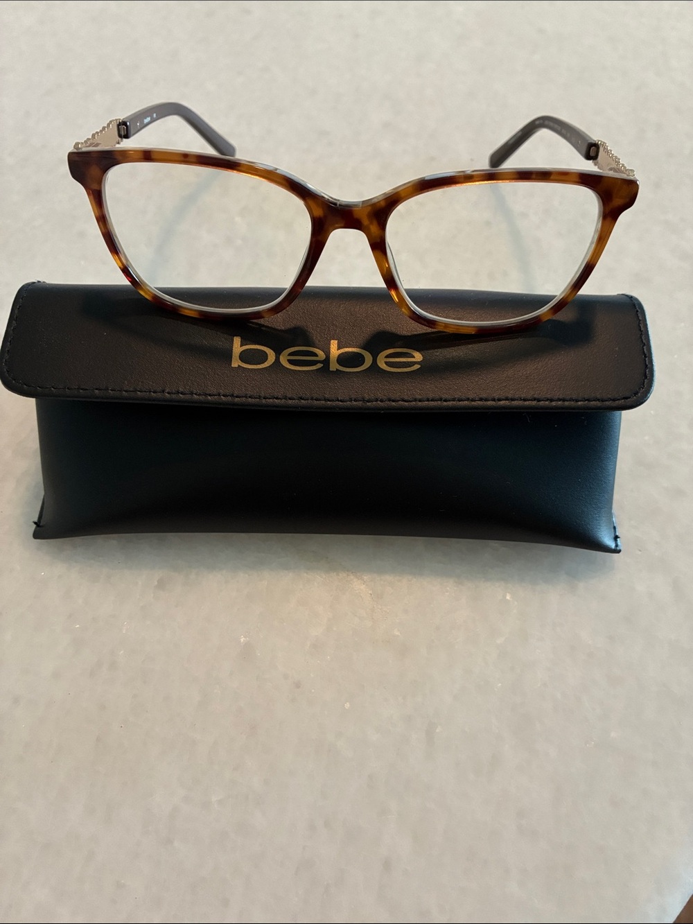 bebe Brown Tortoiseshell Cat-Eye Glasses with Gold Accents